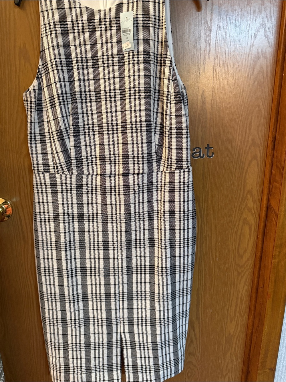 Ann Taylor Black and White Plaid Sheath Dress